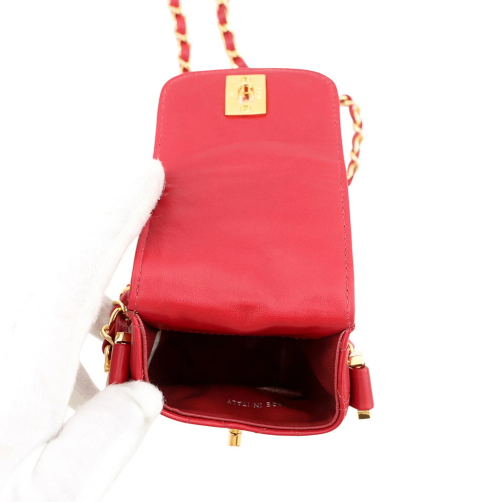 CHANEL Red Lambskin Leather Logo Pochette Wallet - Picture 5 of 16
